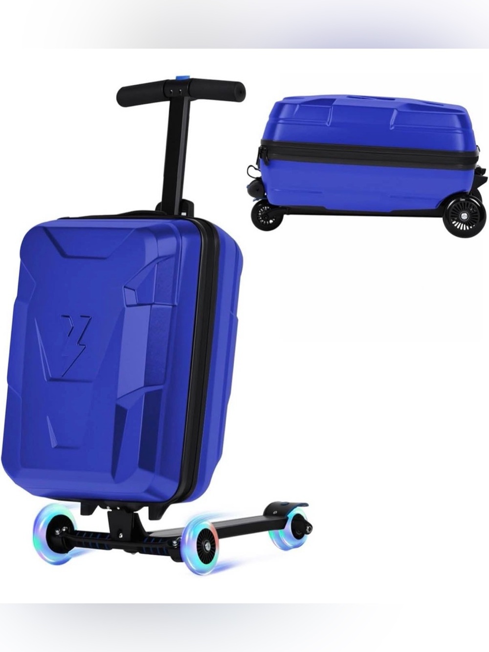 Blue Ride-On Carry-On Scooter Luggage - Portable Travel Scooter